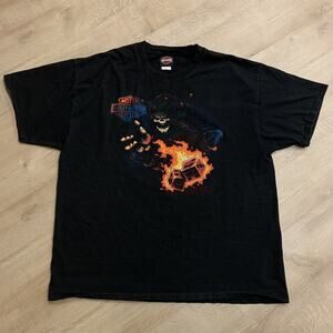 Harley Davidson Joker Grim Reaper Flaming Dice Fire Flames Biker T-Shirt Mens XL